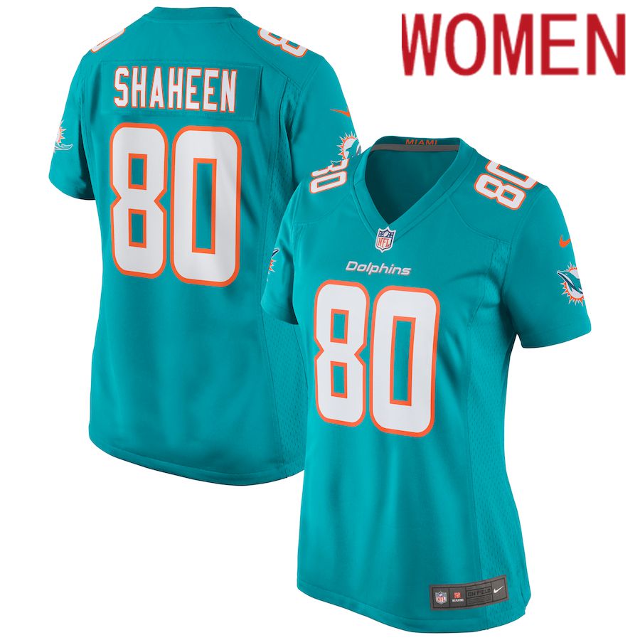 Women Miami Dolphins #80 Adam Shaheen Nike Green Game NFL Jersey->women nfl jersey->Women Jersey